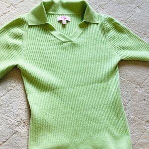 3/$15 GB girls large green shirt sleeve polo top